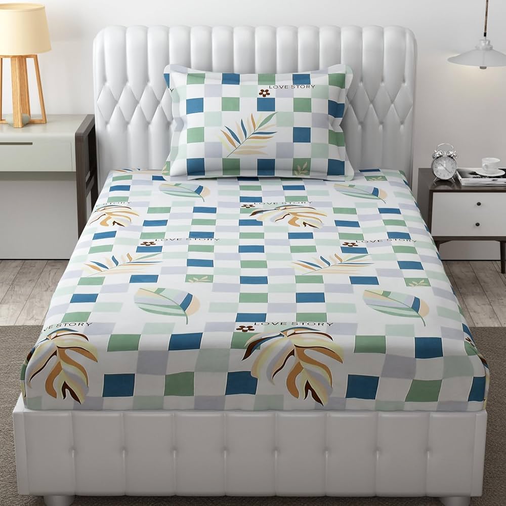 FRESH FROM LOOM Microfiber Single Bedsheet for Single Bed | Wrinkle Free Floral Design Bed Spread | 1 Pillow Covers | Hypo-Allergenic Bedsheets/Bedcover , 144 TC