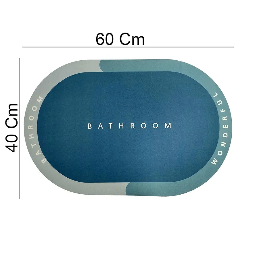Status Contract Blue Bathroom Water Absorbing Mat, Non Slip mat for Bathroom Quick Dry Dirt Barrier Rubber Backed Anti-Slip Floor Mat for Home, Kitchen  