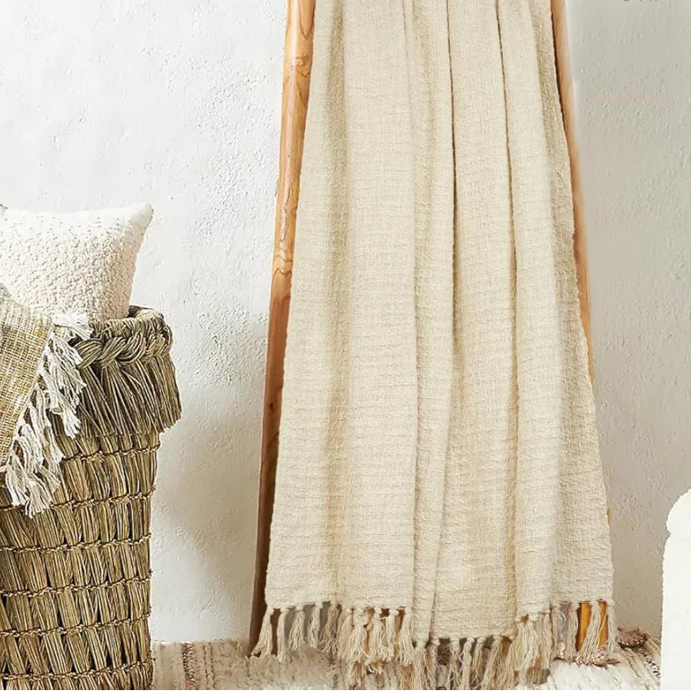 HOMADORN Waffle 100% Cotton Throw Blanket | Throw for Living Room, Sofa, Bed, Chair, Picnic & Used for Gift | | 152x127 Cms Cotton Throws
