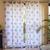 Urban Space Cotton Curtains 7 feet for Door Set of 2 with Stainless Steel Rings and TieBack (Colour Trees Green)