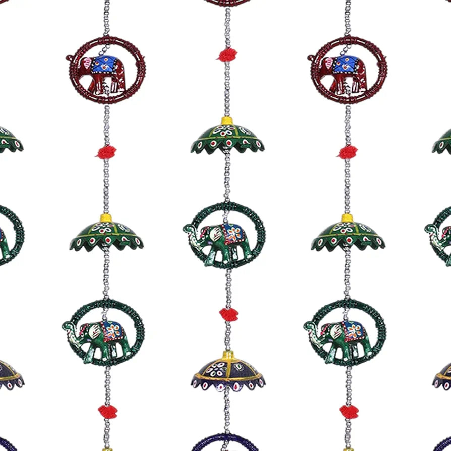 Heart Home Umbrella Shape Door Hanging Windchimes Pairs |3 Paper Mache & 3 Elephants for Home Decoration 