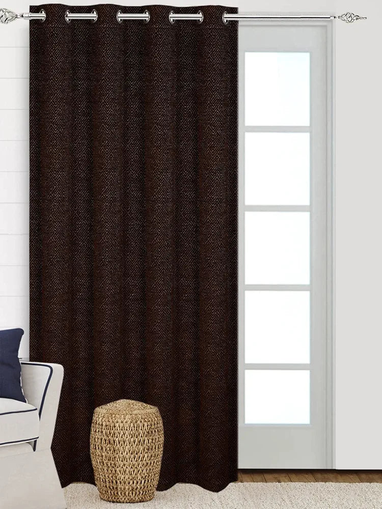 Saral Home Pacman Chenille Blackout Long Door Curtains 1pc, Brown. 4X9 Ft