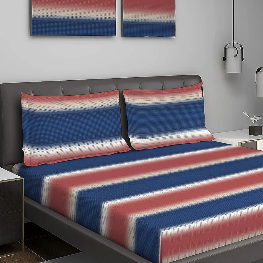 Layers Durathread Bedsheet Set for All Seasons - Lightweight, Moisture Absorbent, Machine Washable & Easy to Care - Gift for Housewarming & More - 225 CVC - King Size 