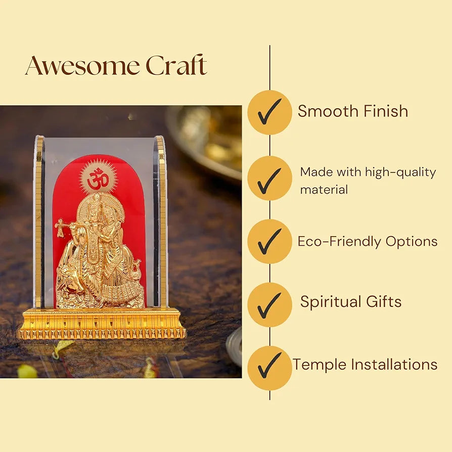 Awesome Craft Radha Krishna Murti Acrylic | Radha Krishna Statue | Radha Krishna Idol for Gift | Radhe Krishna ki Murti for Pooja Room | Radha Krishna Idol for Home Decor 