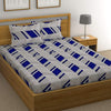 Huesland by Ahmedabad Cotton 144 TC Cotton King Size Bedsheet with 2 Pillow Covers - Grey & Blue