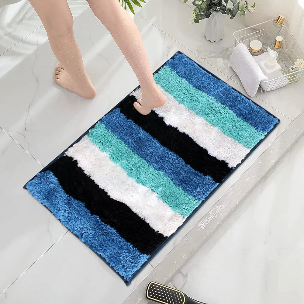 Luxe Home Jericho Doormat 2500 GSM Super Soft Microfiber, Anti-Skid Bathroom Mat & Kitchen Mats for Floor, Water-Absorbent, Quick Dry, Washable Door Mats for Home - Ocean, 40x60 cm, Pack of 2