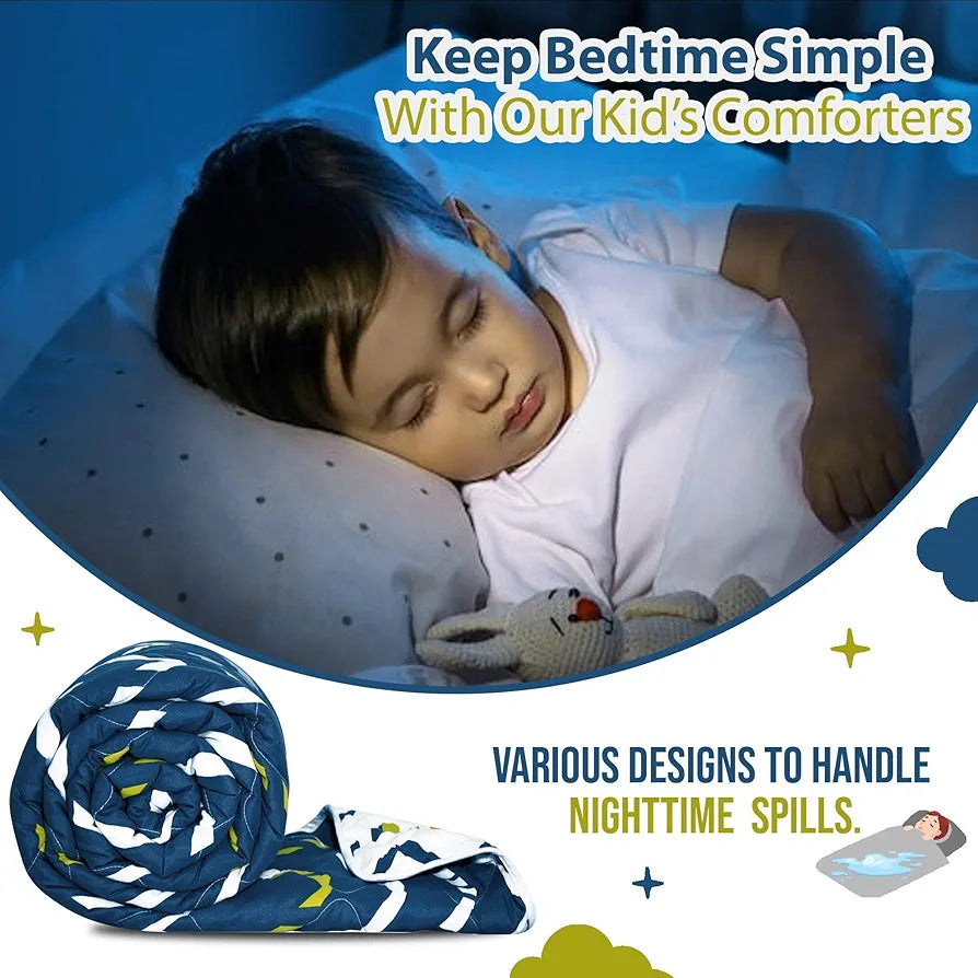 Divine Casa 120 GSM Microfiber Reversible Kids Single Bed Comforter | Ultra-Soft Toddler Blanket | Lightweight & Cozy | All-Season Bedding for Babies & Kids | 135 x 100 cm, Blueprint