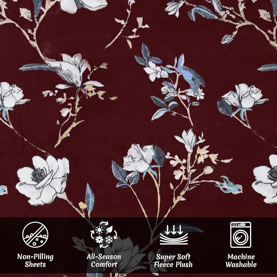 Cloth Fusion 190 TC Warm Winter Bedsheet for Double Bed King Size with 2 Pillow Covers, Cozy Woolen Bedsheets for Double Bed 
