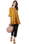 Janasya Women's Mustard Cotton Flex Tunic