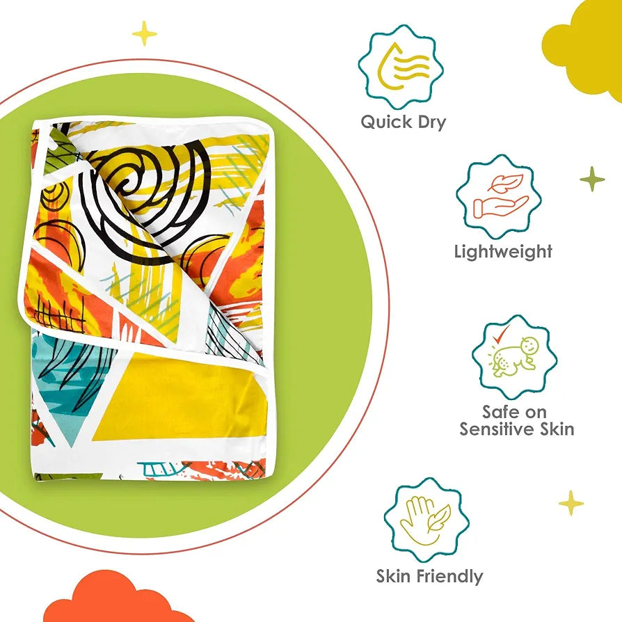 Divine Casa Cotton Geometric Print 120 GSM New Born All Season Ultrasoft Single Baby Blanket for Babies 