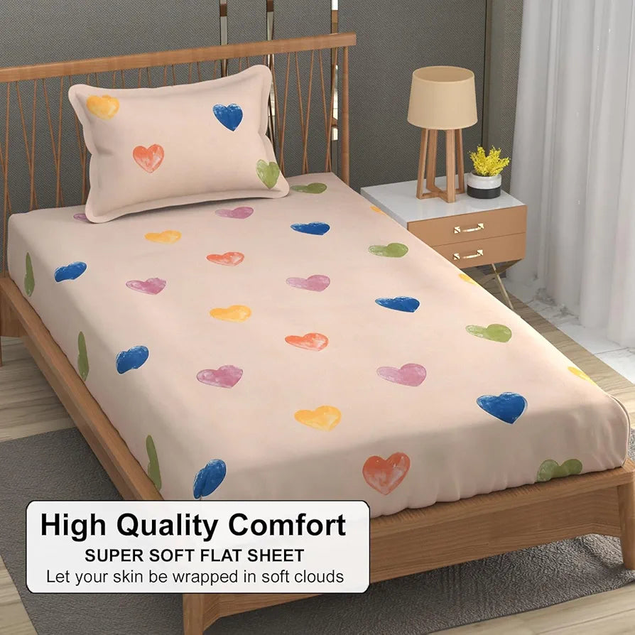 FRESH FROM LOOM Floral Print 240 TC Single Bed Bedsheet - Microfiber, Anti Fade, 1 Pillow Covers 