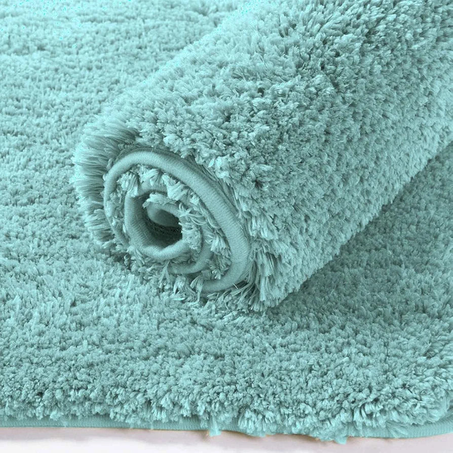 LUXE HOME INTERNATIONAL Microfibre Luxe Home Bath Mat Anti Skid Slip Bathroom Floor Door Rectangular Mats For Home,Kitchen 45x75 cm,Aqua