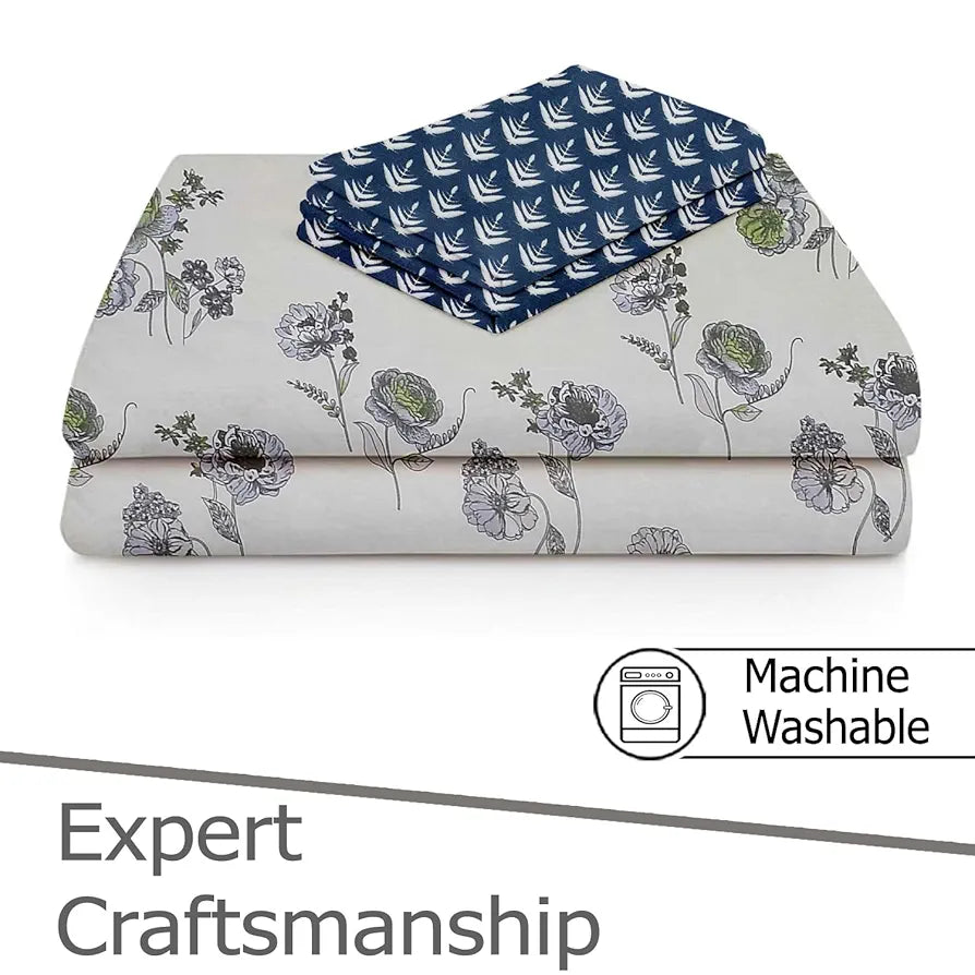 Fresh From Loom Microfiber Soft Cotton Bedsheet for Single Bed |200 TC Single Size Bed Sheet with 1 Pillow Cover | Hypoallergenic Bedsheet| Anti Fade Printed Bed Cover 