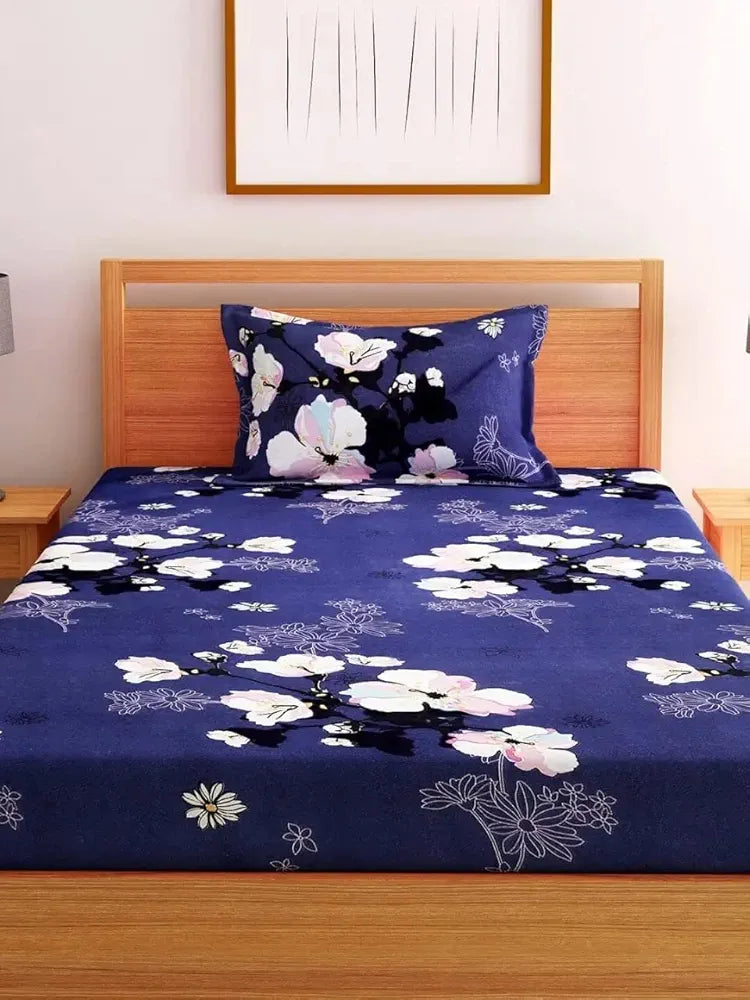 STARNSTYLE Premium 160 TC Ezyption Cotton Bedsheet for Single Bed with 1 Pillow Covers Macaroon