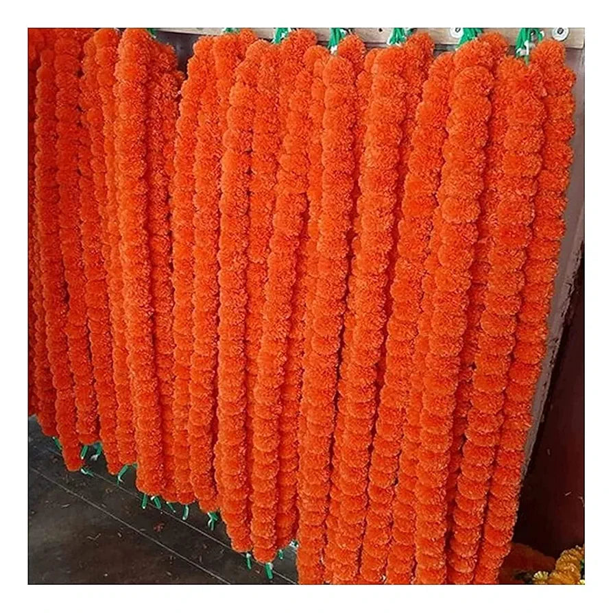 D-tone 10 Pcs Artificial Marigold Garland Mala Flower Genda Phool Long for Decoration, Home, Wedding, Festivals, Durga Pooja, Diwali, Ganesh Chaturthi 