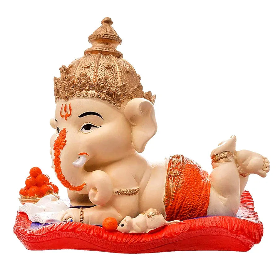 Karigaari India Handcrafted Polyresin Eco Friendly Lord Ganesha Ganpati Idol Figurine | Lord Ganesha Statue for Home Decoration 