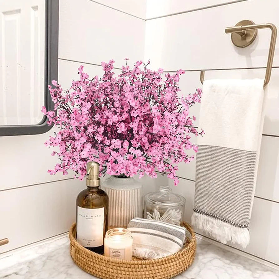 TIED RIBBONS Pack of 5 Artificial Baby Breath Gypsophila Flowers Bunches for Vase Pot  Home Décor Living Room Table, Diwali Decoration Items for Home, Diwali Gifts  Silk