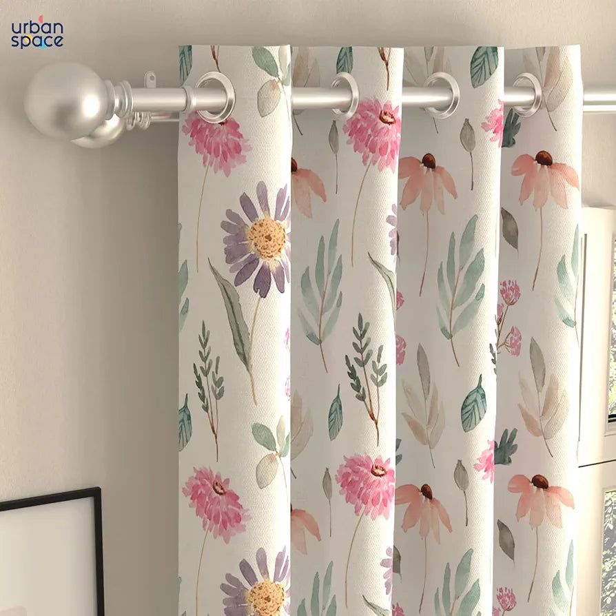 Urban Space Blackout Curtains 7 Feet Set of 2 for Door, 80-85% Light Blocking Curtains for Living Room, Digital Printed Curtains with Eyelets, Tieback Included 