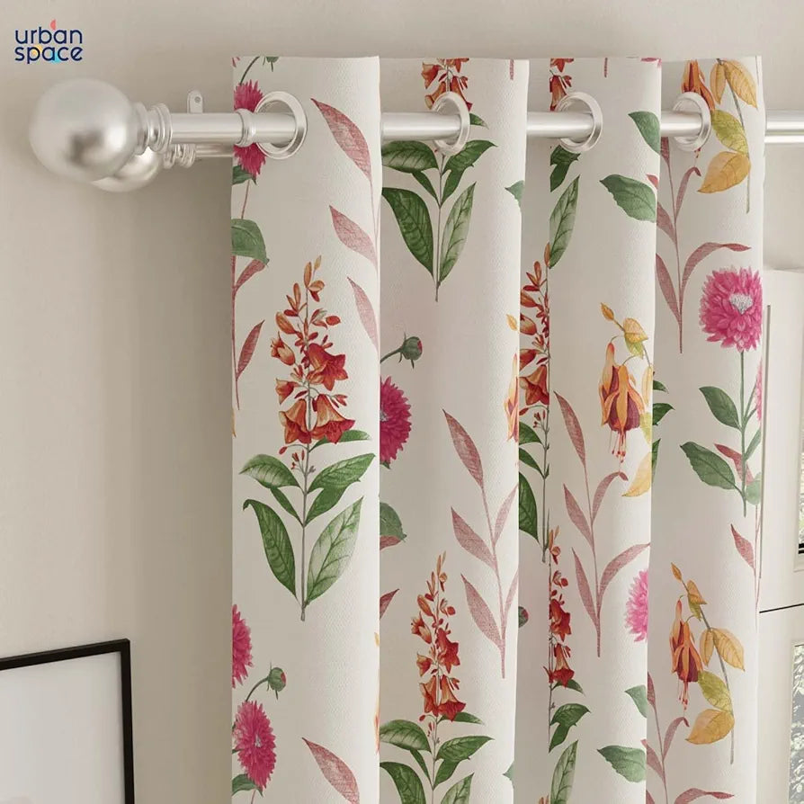 Urban Space Blackout Curtains 7 Ft Set of 2 for Door, Digital Printed Curtains with Eyelets, 80-85% Room Darkening Curtains for Living Room, Tieback Included 