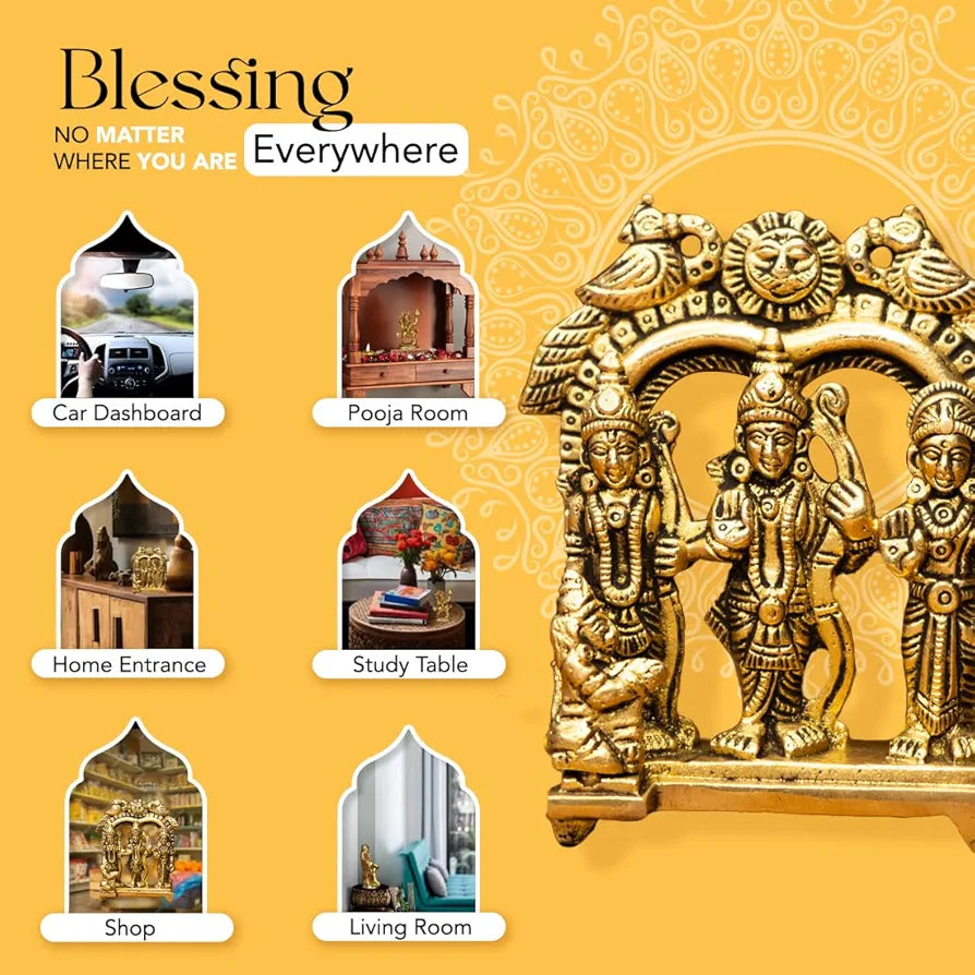 Ekhasa 100% Pure Brass Ram Darbar Murti  | Ram Darbar Statue for Home Decor and Office Desk | Ram Sita Laxman Hanuman Idol for Puja Room | Shree Ram Parivar Murti for Gift