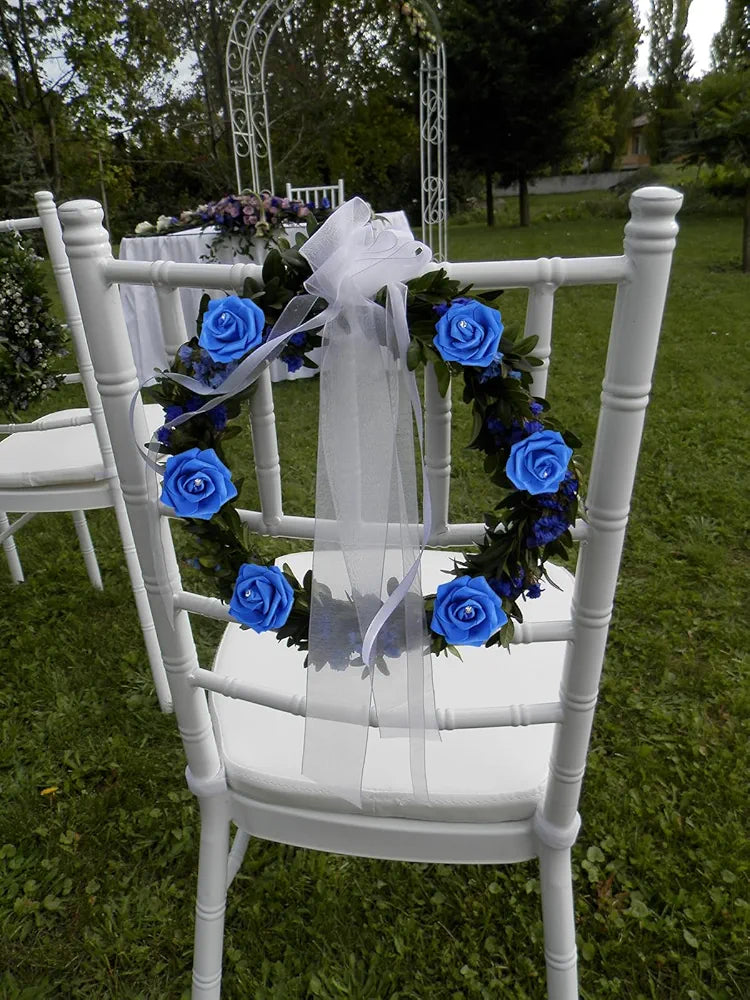 IPOPU 100pcs Royal Blue Artificial Rose Heads with Crystal 3in Real Looking Foam Fake Roses for DIY Craft Wedding Bouquets Wall Decoration Bridal Shower Arrangement Home Decorations