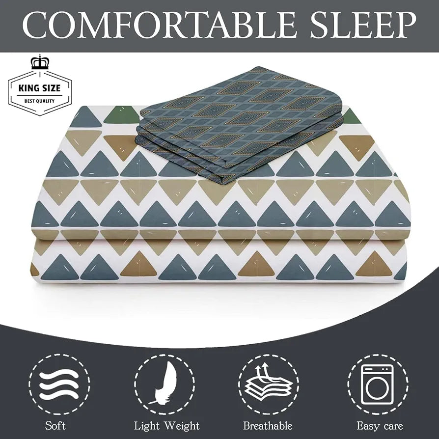 FRESH FROM LOOM 240 TC Microfiber Cotton King Size Bedsheet for Double Bed with 2 Pillow Cover | Hypoallergenic Soft Bed Sheet | Anti Fade Printed Bed Cover 