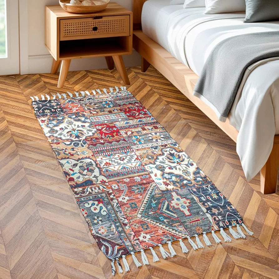 HOMADORN Handmade Printed Modern Dhurrie/Rugs/Carpet for Living Room/Drawing Room Enhanced Decor for Bedroom 