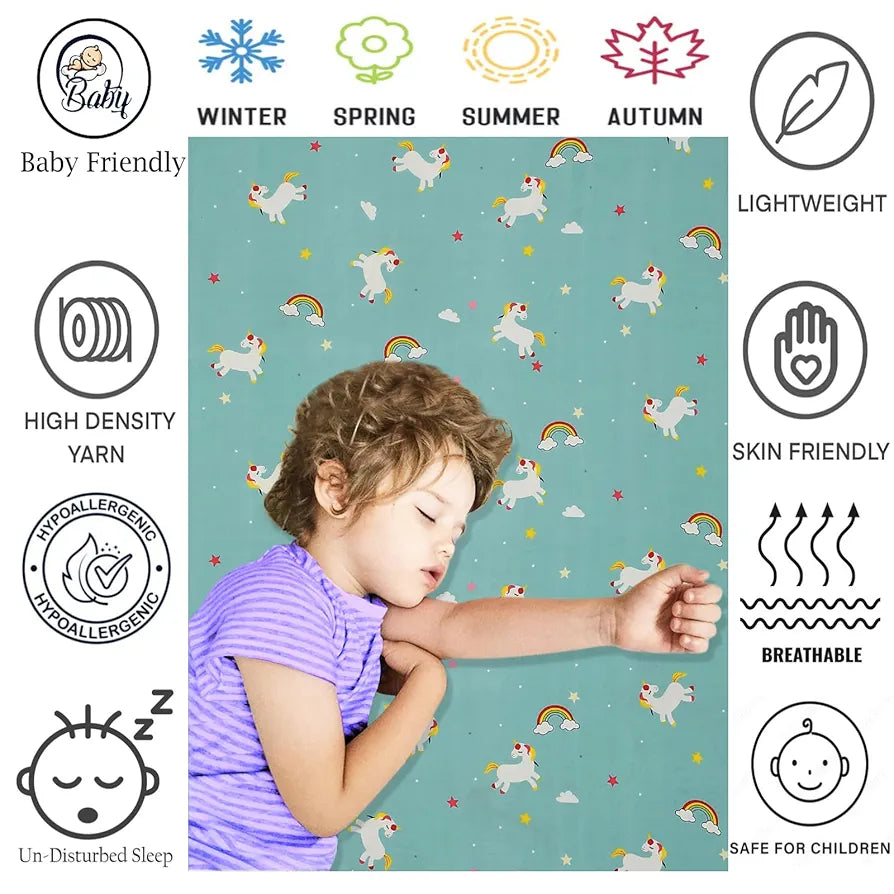 FRESH FROM LOOM Cartoon Wrinkle Free Microfiber Bedsheet for Kids , Multicolor, 144 TC