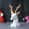 Ecraftindia White Polyresin Reindeer Head Statue With Golden Antlers Animal Showpiece