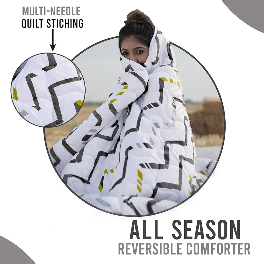 Divine Casa 120 GSM Microfiber Single Bed Comforter | Soft & Lightweight Reversible AC Blanket | All-Season 3-Layered Quilt | 230 x 140 cm, Slate