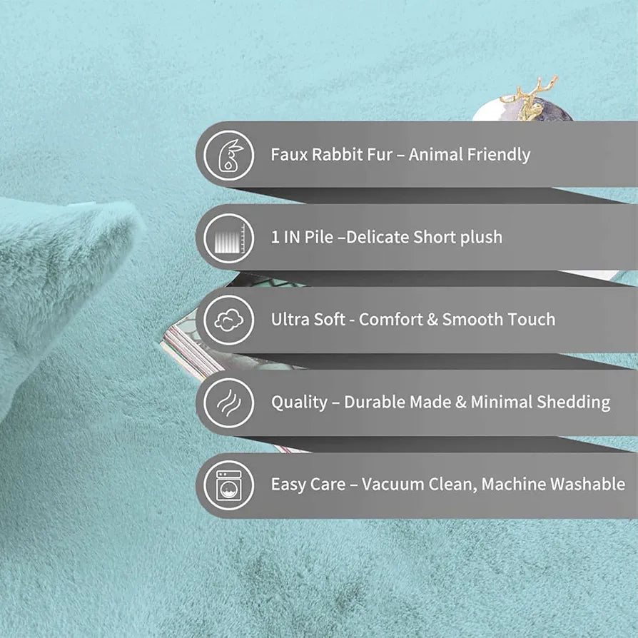 Luxe Home Bath Mat Super Soft Anti Skid Rabbit Fur Mats for Bathroom  Pack of 1