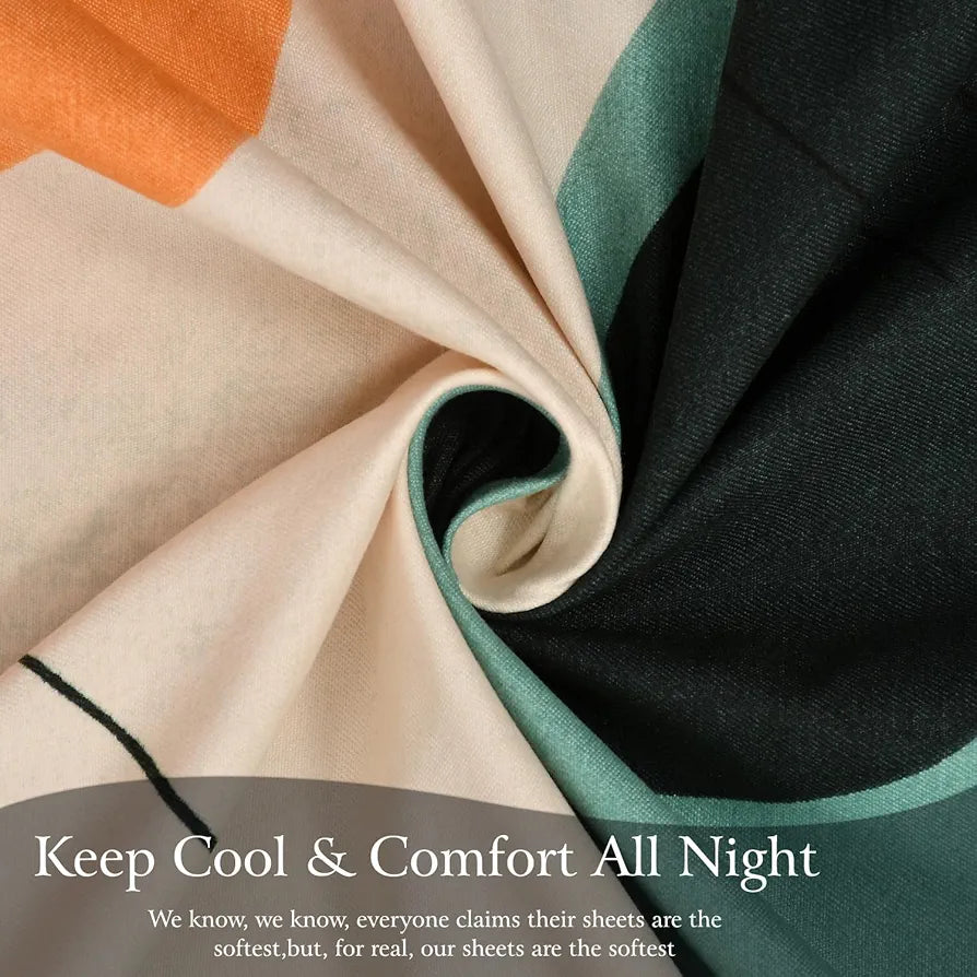 FRESH FROM LOOM Microfiber Cotton Bedsheet for Double Bed |Hypoallergenic King Size Bedsheet | 240 TC Anti Fade Printed Bed Cover with 2 Pillow Cover 