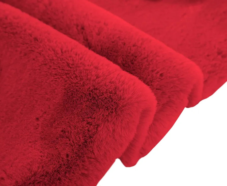 LUXE HOME INTERNATIONAL Ruffle Bath Runner Rabbit Fur 1000 Gsm Bathroom Door Foot Mats Anti Skid Water Absorbent Easy Machine Washable Rug For Entrance|Kitchen Floor|2 X 5 Ft|Maroon|Pack Of 1