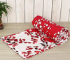 Trance Home Linen Pure Malmal Cotton Multipurpose Baby Dohar 3-Layered Baby Swaddle Blanket Colour Red White Abstract Leaves