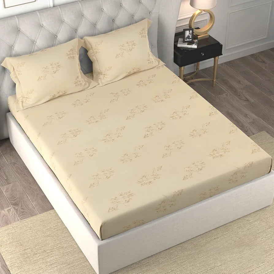 Cloth Fusion Glace Cotton Bed Sheet King Size Bed with 2 Pillow Covers, 150 TC Floral Bedsheet for Double Bed King Size 