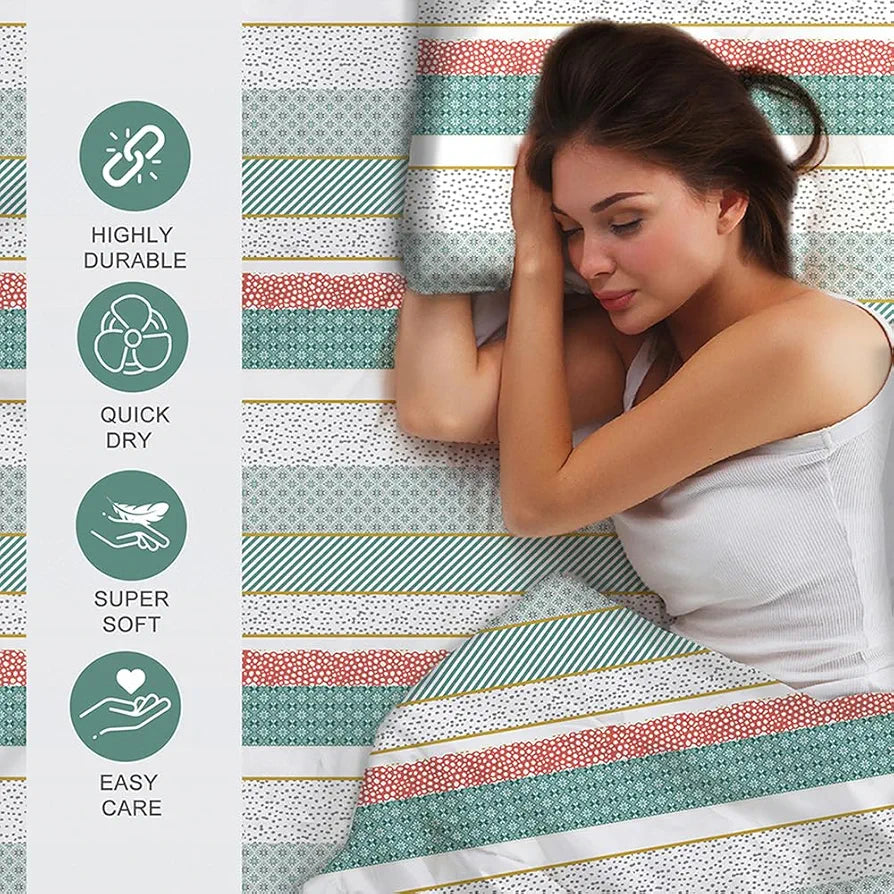 Zen Cotton Blend King Bedsheet Set  | 1 King Cotton Bedsheet & 2 Pillow Covers | Breathable & Anti-Wrinkle | 225 CVC | 