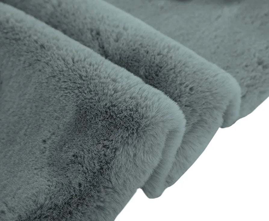 LUXE HOME INTERNATIONAL Rabbit Fur Rectangular Mat Soft Anti Slip Skid Ruffle Mats for Bathroom Door 60X90 Cm  Pc 1,Grey