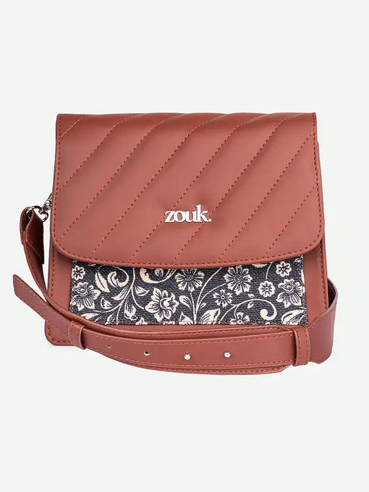 ZOUK Vegan Leather Flap Closure Beyond Basic Sling Bag For Women's Girls