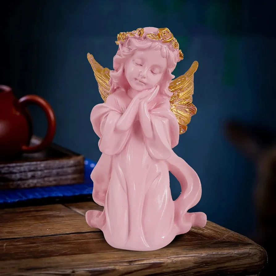 Zart Angel Girl Showpiece for Home Decor | Winged Fairy Statue for Shelves | Pink SG