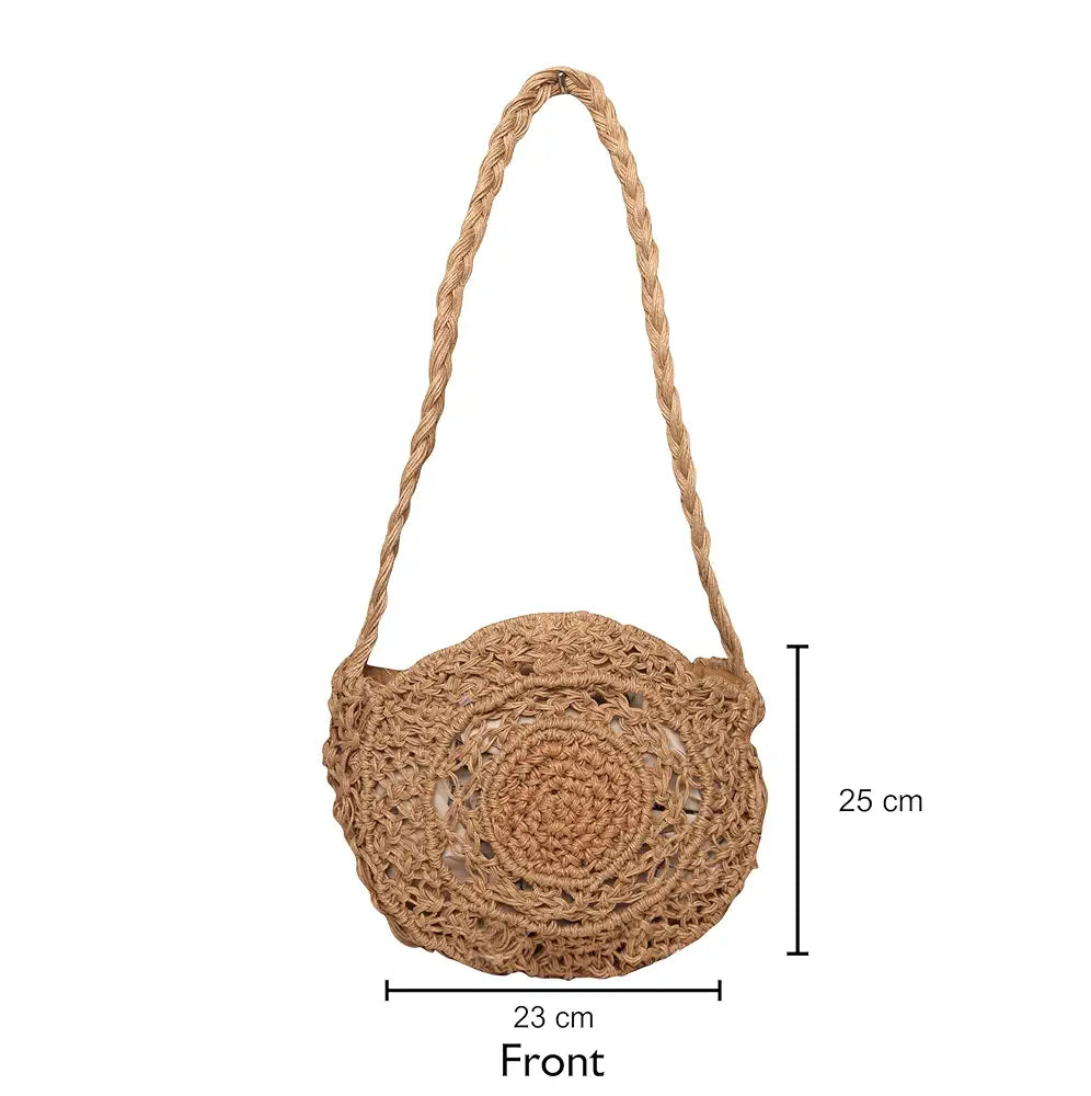 ASTRID Handmade Macrame Flap Over Sling Bag For Girls And Women