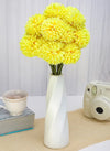 Artificial Chrysanthemum Hydrangea Ball Flower Sticks Yellow