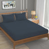 Homefab India 160 TC Stripe Cotton Feel Glace Cotton Elastic Fitted King Size Double Bed Bedsheet with 2 Pillow Covers Fits Upto 6 inches Mattress Grey