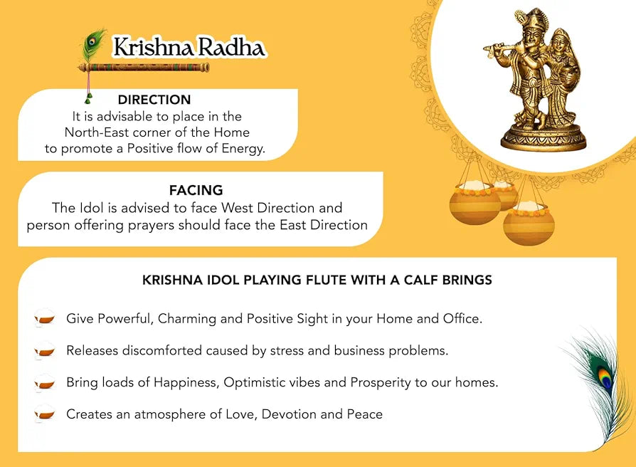 Ekhasa 100% Pure Brass Radha Krishna Murti  | Radha Krishna Statue | Radha Krishna Idol for Gift | Radhe Krishna ki Murti for Pooja Room | Radha Krishna Idol for Home Decor