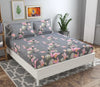 Homefab India 144 TC Microfiber Double BedSheet with 2 Pillow Covers Floral Grey