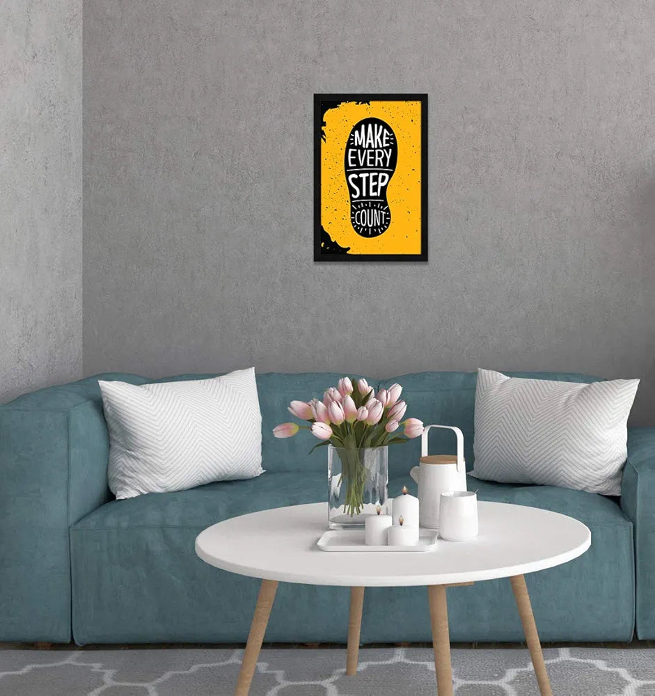 ArtX Paper Motivational Quote Make Every Step Count Wall Frame Art Painting, Multicolor, Motivational, 12.5 X 18.5 Inch, Set of 1