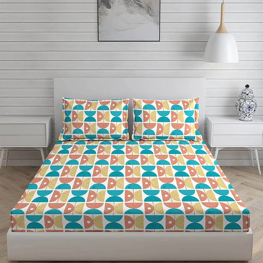 Layers Duracount Bedsheet Set for All Seasons - Lightweight, Moisture Absorbent, Machine Washable & Easy to Care - Gift for Housewarming & More - 225 CVC - King Size 