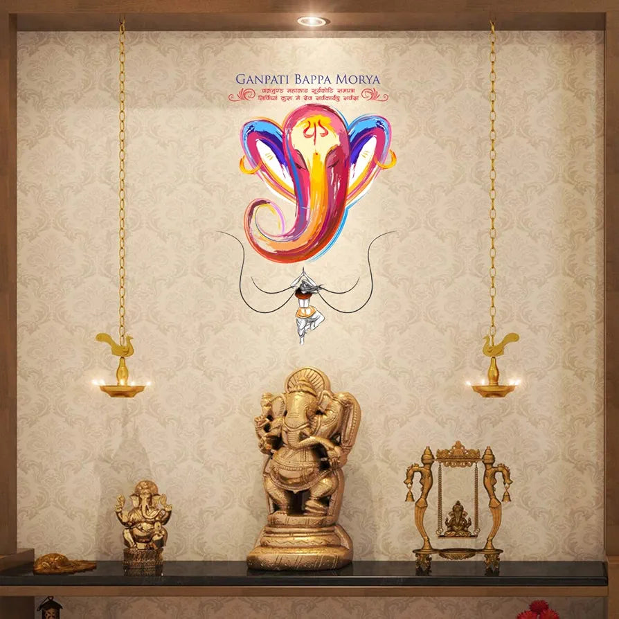 Rangoli White Glossy Vinyl Wall Sticker Premium Self-Adhesive Waterproof Decorative Wall Decal for Bedroom, Living Room, Office & Home Decoration Easy to Apply. Parent-4, Design-9