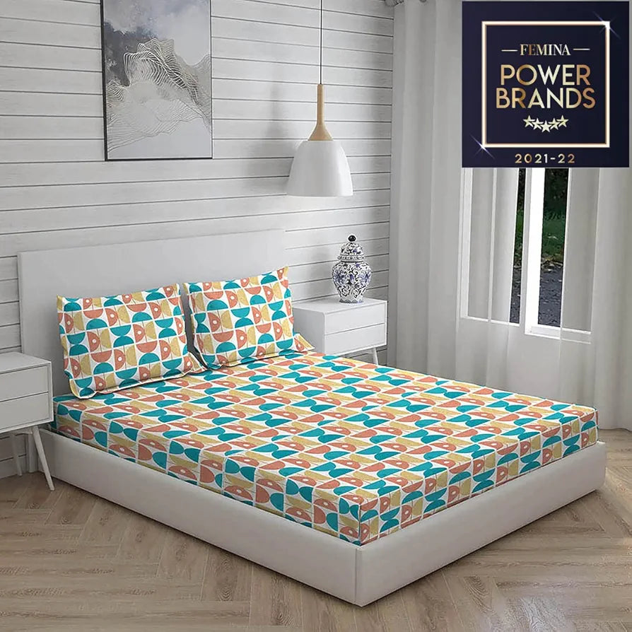Layers Duracount Bedsheet Set for All Seasons - Lightweight, Moisture Absorbent, Machine Washable & Easy to Care - Gift for Housewarming & More - 225 CVC - King Size 