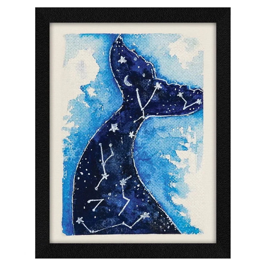 ArtX Paper Cosmic Dolphin Frame Wall Art Painting, Multicolor, Abstract, 10X13 inches, Set of 1