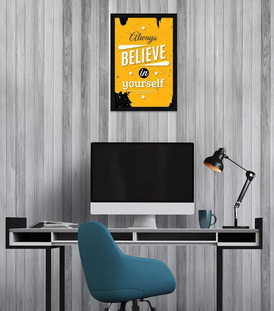 ArtX Paper Motivational Quote Always Believe In Yourself Wall Frame Art Painting, Multicolor, Motivational, 13X19 in, Set of 1